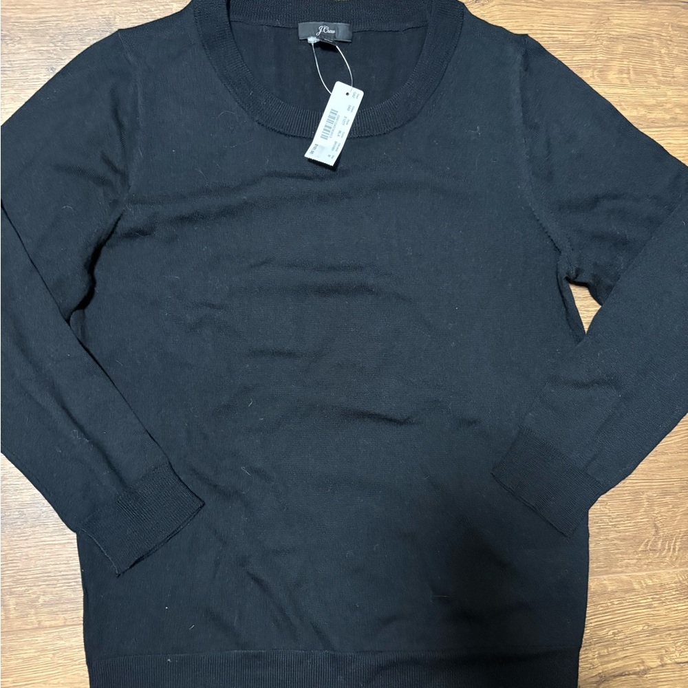 J. Crew Classic Black Merino Crewneck Sweater, size M